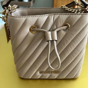 Michael Kors Tan Quilted Shoulder Bag with Gold Chain